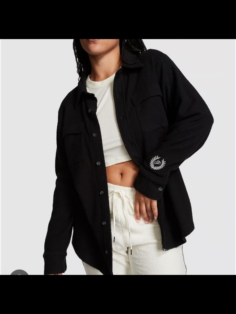 Black Button-Up Shacket Jacket - Women
